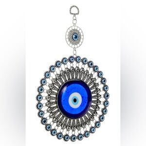 Blue Evil Eye silver and glass Wall Hanging